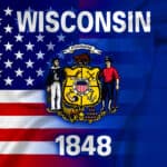 composite US and Wisconsin flags to illustrate article about Wisconsin Pandemic Relief Grants