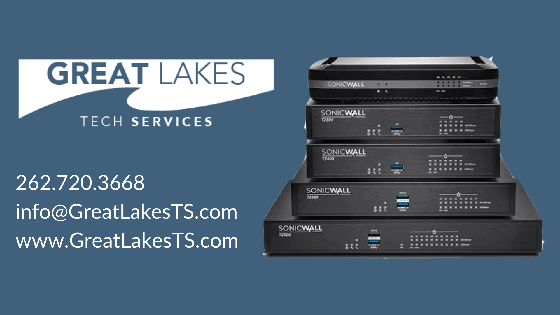 Great Lakes Tech Services logo and contact info. Take time for at least an annual free technology review to maintain a good grasp on where you're at.